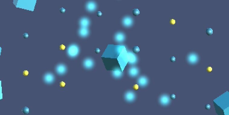 B. Finger snapping breaks a cube into glowy particles